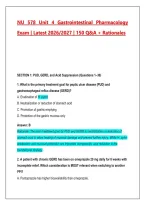 NU 578 Unit 4 Gastrointestinal Pharmacology Exam 2026&sol;2027 &ndash; 150 Practice Questions & Answers with Detailed Rationales &vert; Nursing Pharmacology Study Guide