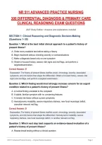 Nr 511 Advanced Practice Nursing&NewLine;300 Differential Diagnosis & Primary Care Clinical Reasoning Exam Questions&NewLine;