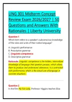 LING 301 Midterm Concept Review Exam 2026&sol;2027 &vert; 50 Questions and Answers With Rationales &vert; Liberty University