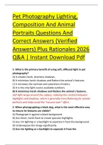 Pet Photography Lighting&comma; &NewLine;Composition And Animal &NewLine;Portraits Questions And &NewLine;Correct Answers &lpar;Verified &NewLine;Answers&rpar; Plus Rationales 2026 &NewLine;Q&A &vert; Instant Download Pdf 
