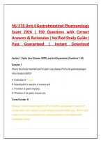 NU 578 Unit 4 Gastrointestinal Pharmacology&NewLine;Exam 2026 &vert; 150 Questions with Correct&NewLine;Answers & Rationales &vert; Verified Study Guide &vert;&NewLine;Pass Guaranteed &vert; Instant Download&NewLine;