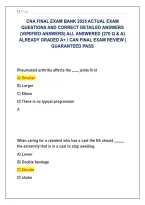 CNA Final Exam Bank 2025&sol;2026 &vert; Certified Nursing Assistant &vert; 270 Actual Questions & Verified Detailed Answers &vert; Graded A&plus; Review Guide
