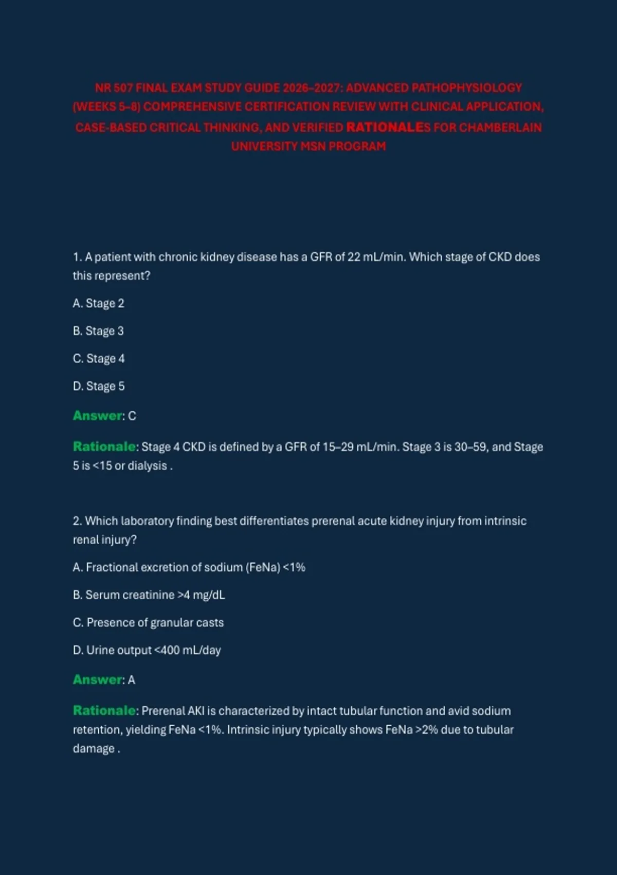 Nr 507 Final Exam Study Guide 2026–2027: Advanced Pathophysiology ...