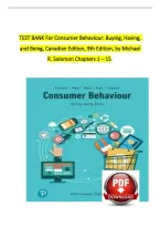 TEST BANK For Consumer Behaviour&colon; Buying&comma; Having&comma; and Being&comma;Canadian Edition&comma; 9th Edition&comma; by Michael R&period; Solomon Chapters 1 &ndash; 15
