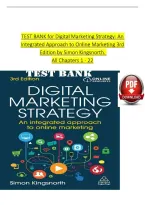 TEST BANK for Digital Marketing Strategy&colon; An Integrated Approach to Online Marketing 3rd Edition by Simon Kingsnorth&period;  All Chapters 1 - 22