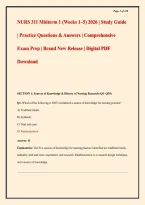 NURS 311 Midterm 1 &lpar;Weeks 1&ndash;5&rpar; 2026 &vert; Study Guide &vert; Practice Questions & Answers &vert; Comprehensive Exam Prep &vert; Brand New Release &vert; Digital PDF Download