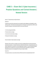 CAIB 3 &ndash; Exam Set 2&colon; Cyber Insurance &ndash; Practice Questions and Correct Answers&comma; Newest Version