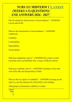 Nurs 311 Midterm 1 &NewLine;&lpar;Weeks 1-5&rpar; Questions &NewLine;And Answers 2026 - 2027
