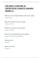 Avid Media Composer 101&NewLine;Certification Complete Answers&NewLine;Graded A&plus;&NewLine;