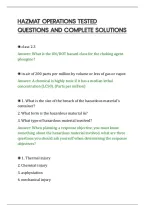 Hazmat Operations Tested&NewLine;Questions And Complete Solutions&NewLine;