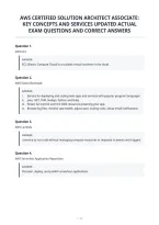 Aws Certified Solution Architect Associate&colon;&NewLine;Key Concepts And Services Updated Actual&NewLine;Exam Questions And Correct Answers