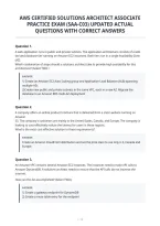 Aws Certified Solutions Architect Associate&NewLine;Practice Exam &lpar;Saa-C03&rpar; Updated Actual&NewLine;Questions With Correct Answers