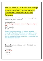 BIOD 101 Module 1&ndash;6 & Final Exam Portage Learning 2026&sol;2027 &vert; Biology Questions and Answers&comma; Study Guide & Detailed Rationales
