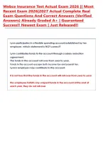 Webce Insurance Test Actual Exam 2026 &vert;&vert; Most &NewLine;Recent Exam 2026&vert;2027 Actual Complete Real &NewLine;Exam Questions And Correct Answers &lpar;Verified &NewLine;Answers&rpar; Already Graded A&plus; &vert; Guaranteed &NewLine;Success&excl;&excl; Newest Exam &vert; Just Released&excl;&excl;
