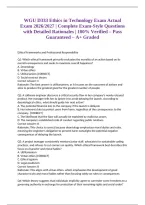 WGU D333 Ethics in Technology Exam Actual Exam 2026&sol;2027 &vert; Complete Exam-Style Questions with Detailed Rationales &vert; 100&percnt; Verified &ndash; Pass Guaranteed &ndash; A&plus; Graded