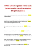 INP402 EpicCare Inpatient Clinical Exam Questions and Answers &lpar;Latest Update 2026&rpar; 176 Questions 