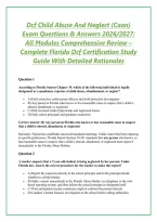 Dcf Child Abuse And Neglect &lpar;Caan&rpar; Exam Questions & Answers 2026&sol;2027&colon; All Modules Comprehensive Review &ndash; Complete Florida Dcf Certification Study Guide With Detailed Rationales