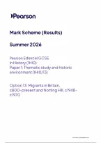 Pearson Edexcel GCSE History 1HI0&sol;13 June 2026 Mark Scheme &vert; GCSE Paper 13 Exam Marking Guide & Revision PDF