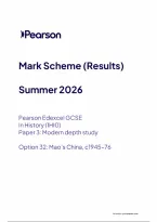 Pearson Edexcel GCSE History 1HI0&sol;32 June 2026 Mark Scheme &vert; GCSE Paper 32 Exam Marking Guide & Revision PDF