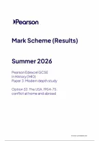 Pearson Edexcel GCSE History 1HI0&sol;33 June 2026 Mark Scheme &vert; GCSE Paper 33 Exam Marking Guide & Revision PDF