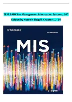 TEST BANK For Management Information Systems&comma; 10th Edition by Hossein Bidgoli&comma; Chapters 1 - 14