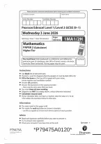 Pearson Edexcel GCSE Mathematics 1MA1&sol;2H June 2026 Question Paper &vert; Higher Tier Paper 2H Exam Practice & Revision PDF