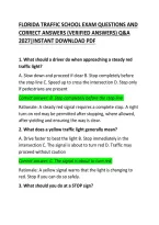 Florida Traffic School Exam Questions and Correct Answers 2026 &ndash; Practice Test and Study Guide