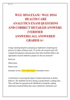 WGU D514 Health Care Analytics Exam&colon; Latest Verified Q&A