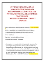CU NR546 Advanced Pharmacology&colon; Psychopharmacology Final Exam