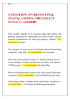 HAZMAT Operations&sol;Awareness Final Exam&colon; Q&A Study Guide