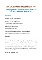 Nur 418 Final Exam &ndash; Nursing Care Of The&NewLine;Childbearing Family Questions And Correct&NewLine;Answers &lpar;Verified Answers&rpar; Plus Rationales&NewLine;2026 Q&A &vert; Instant Download Pdf 