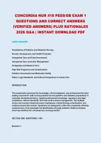 Concordia Nur 418 Peds&sol;Ob Exam 1&NewLine;Questions And Correct Answers&NewLine;&lpar;Verified Answers&rpar; Plus Rationales&NewLine;2026 Q&A &vert; Instant Download Pdf