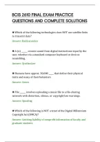 Bcis 2610 Final Exam Practice&NewLine;Questions And Complete Solutions