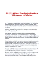 CS 121 - Midterm Exam Review Questions With Answers 100&percnt; Solved