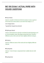 Bio 100 Exam 1 Actual Paper With&NewLine;Solved Questions