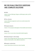 Bio 100 Exam 2 Practice Questions&NewLine;And Complete Solutions