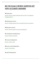 Bio 100 Exam 2 Review Question Set&NewLine;With Accurate Answers