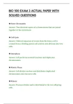 Bio 100 Exam 3 Actual Paper With&NewLine;Solved Questions