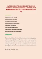 Nurs 8020C Cardiac Lab Questions And&NewLine;Correct Answers &lpar;Verified Answers&rpar; Plus&NewLine;Rationales 2026 Q&A &vert; Instant Download&NewLine;Pdf