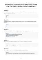 Hfma Certified Revenue Cycle Representative&NewLine;Expected Questions With Verified Answers&NewLine;