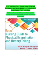 Test Bank for Bates Nursing Guide to Physical Examination and History Taking&comma; 3rd Edition by Hogan Quigley&comma; 9781975161095&comma; Covering Chapters 1-24 &vert; Includes Rationales&NewLine;
