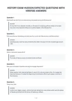 History Exam Hudson Expected Questions With&NewLine;Verified Answers&NewLine;