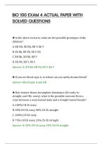 Bio 100 Exam 3 Practice Questions&NewLine;And Complete Solutions
