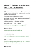 Bio 100 Exam 4 Practice Questions&NewLine;And Complete Solutions