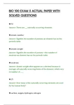 Bio 100 Exam 5 Actual Paper With&NewLine;Solved Questions