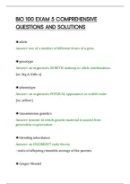 Bio 100 Exam 5 Comprehensive&NewLine;Questions And Solutions