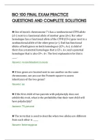 Bio 100 Final Exam Practice&NewLine;Questions And Complete Solutions&NewLine;