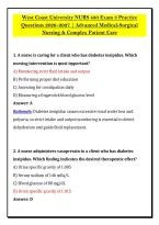 West Coast University NURS 480 Exam 3 Practice &NewLine;Questions 2026&ndash;2027 &vert; Advanced Medical-Surgical &NewLine;Nursing & Complex Patient Care