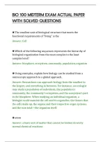 Bio 100 Midterm Exam Actual Paper&NewLine;With Solved Questions