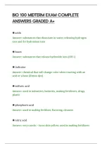 Bio 100 Midterm Exam Complete Answers Graded A&plus;